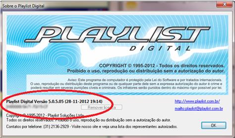 É importante verificar se o numero de licença foi salvo com sucesso no Playlist, conforme indicado na imagem acima.