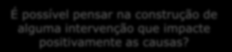 Para enfrentarmos o problema Questões que podem orientar nessa demanda: Devemos observar, entre as causas do problemas escolhido, aquelas que este Conselho tem condições de enfrentar, de alguma forma.