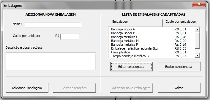 Fig 2 Tela de cadastro e edição de