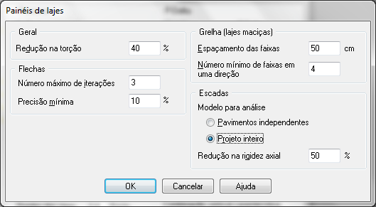 Normalmente: fck (típico 25MPa) Cobrimentos Sub Classes (típico obter E a partir do fck) Sub Barras 6.3, 8, 10, 12.5 e 16 Sub Bitolas (para cada tipo de elemento e para cada pavimento) ( pensar ).