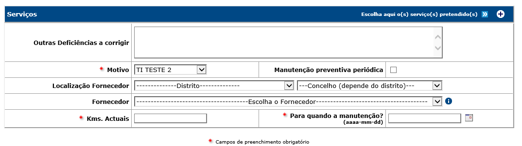 6.2.2. Pedir manutenção externa a partir da obra Ao criar um processo de manutenção é possível se necessário iniciar processos de manutenção, com serviço externo, através da obra. 6.2.2.1.