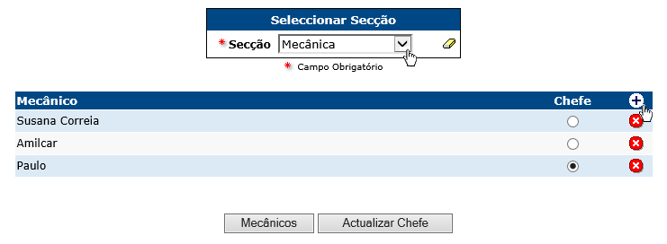 5.4 Secções Aceda ao menu Configurações> Oficinas> Secções e clique em Criar Secção. A secção define que estações existem dentro de uma oficina.