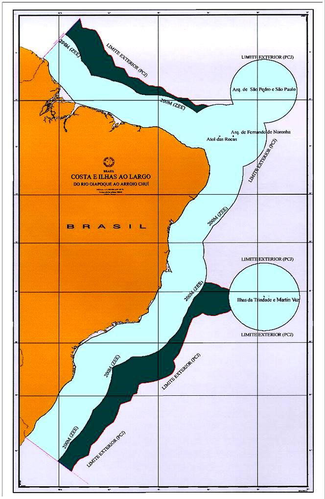 Brasil Território Mar Territorial + Zona Econômica Exclusiva