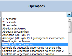 operações (Figura 10). Figura 9. Caixa de seleção dos anos de intervenção. Figura 10. Caixa de seleção das operações.