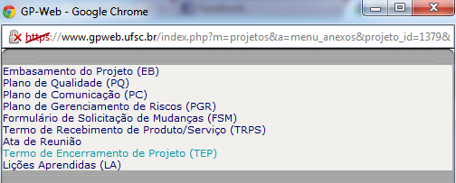 GP-Web Como encerrar um projeto. (Você pode acompanhar o passo a passo no vídeo tutorial disponível em http://moodle.ufsc.br/course/view.php?