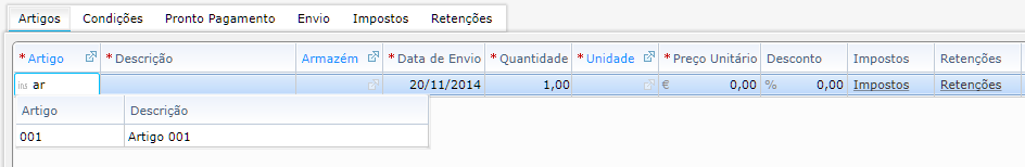 Assim, o primeiro campo a preencher deverá ser o Cliente.