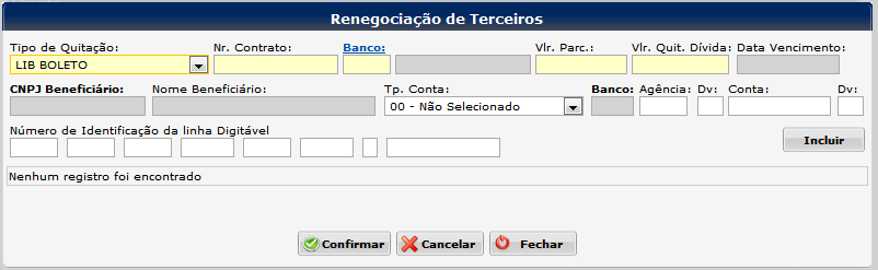 Captura CP Consignado Portabilidade Manual Selecione o tipo de quitação que a portabilidade será paga *Cada tipo de quitação irá demonstrar os campos necessários para preenchimento.