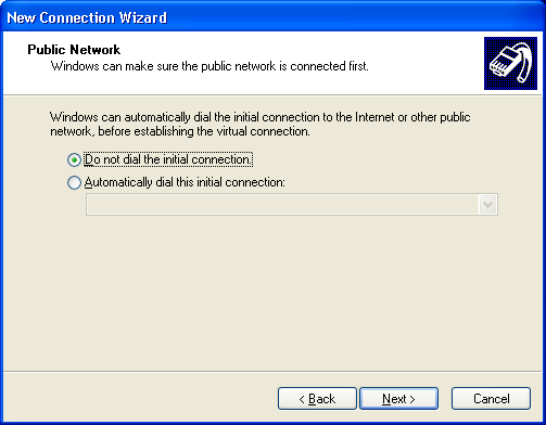 Selecionar a primeira opção Do not dial the inicial connection e