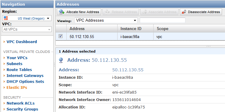 ainda, o Wizard VPC inicia uma instancia NAT VPC, cria um endereço publico de Elastic IP, e associa este EIP com a instancia NAT para você.