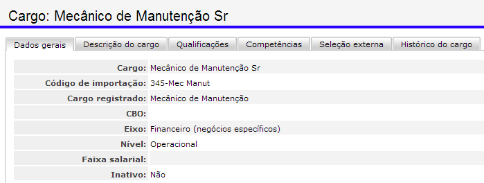 Importação de Talentos - Cargo O código do Cargo existente na origem para cada talento deve ser colocado no Excel.