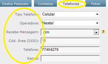 A. B. 21. No campo Telefone o usuário deve fornecer um número de contato.