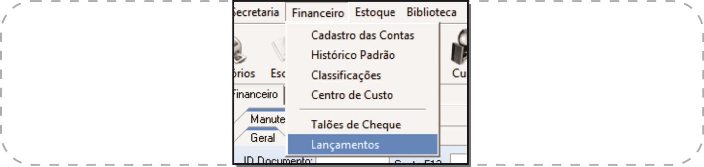 P á g i n a 9 4 - Lançamentos no financeiro (Processo utilizado para lançar as entradas e saídas das contas, apenas lançamentos que não precisa ser feito o controle de estoque. ) 4.