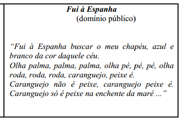 Questão 11 (UPE - 2011) Na música infantil Fui à Espanha, o caranguejo é comparado a um peixe, mas caracteriza pela presença de vértebras, aquele não as possui e, ainda assim, pertencem a uma mesma