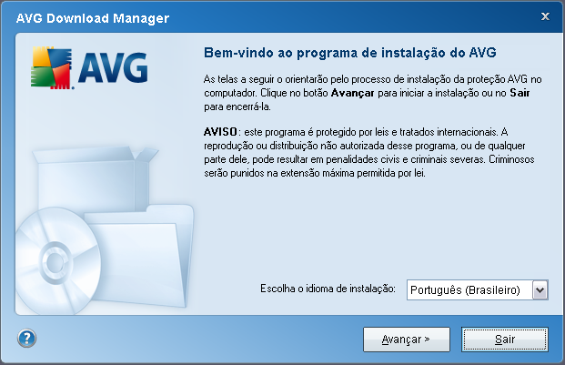 4. AVG Download Manager AVG Download Manager é uma ferramenta simples que ajuda você a selecionar o arquivo de instalação apropriado para o seu produto AVG.