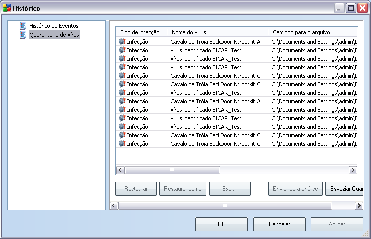 13.7.6. Guia Informações A guia Informações contém dados como "descobertas" que não podem ser categorizadas como infecções, spyware etc.