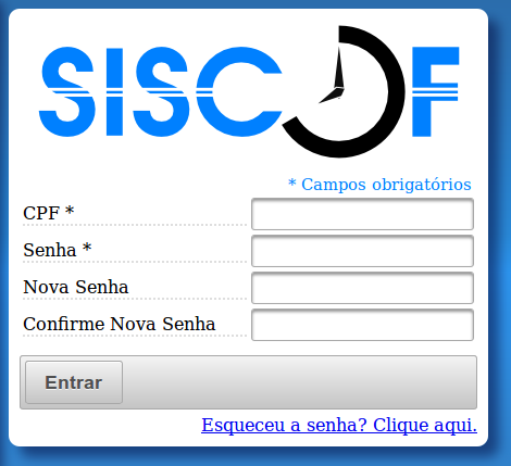 1. Login e Senha SISCOF Sistema de Controle de Frequência Para acessar o SISCOF é necessário se autenticar no sistema.