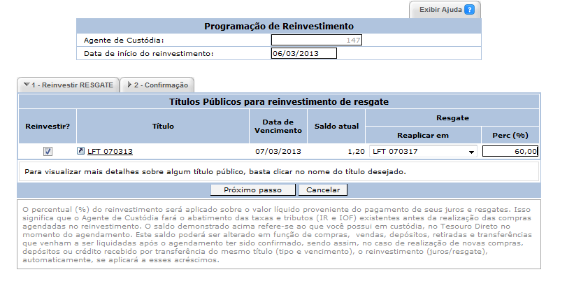 Como AGENDAR o REINVESTIMENTO da