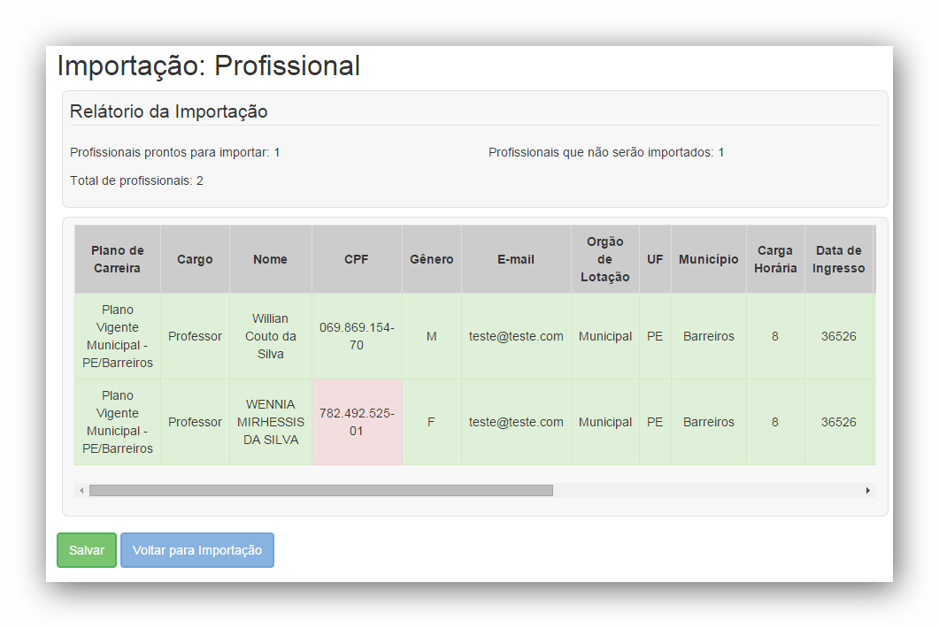 Preencha os dados: Plano de Carreira: Campo preenchido automaticamente pelo sistema, com o atual plano de carreira vigente da lotação do usuário autenticado no sistema; Cargo: Selecione o cargo que