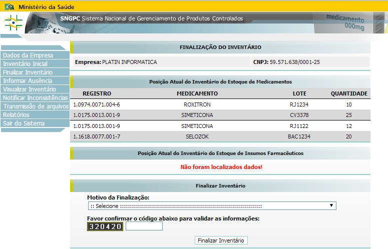 Inventário Objetivo: Efetuar a troca de responsável técnico ou corrigir pequenos ajustes de estoque. RDC Nº 22, DE 29 DE ABRIL DE 2014 - Art. 12.