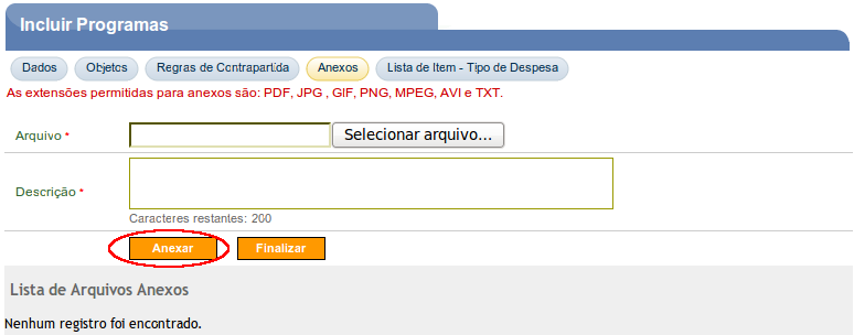 Importante: Um programa pode ter mais de uma regra de contrapartida. As regras incluídas são exibidas na parte inferior da tela.