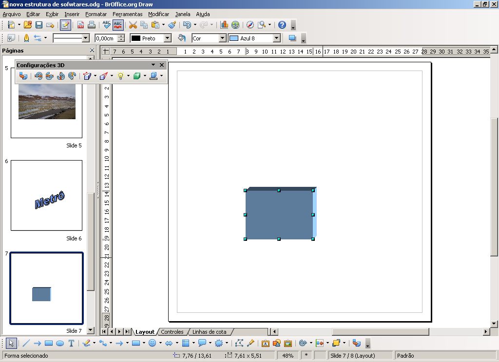 desenhos para formatos em 3D (três dimensões).