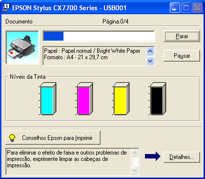 5. Certifique-se de que as configurações de tipo e tamanho de papel correspondam ao papel colocado na impressora. Veja a seção Seleção do tipo de papel correto. 6.