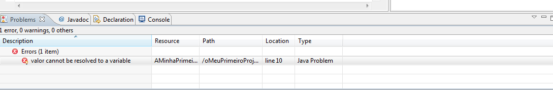 6. Algumas dicas Guião de Introdução ao Eclipse IDE 6.1. Ver os problemas Os problemas do projecto podem ser vistos num separador que se encontra também no fundo da páginas, junto à consola.
