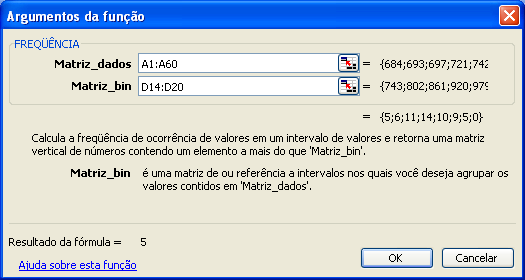 Passo 30: Em Matriz_dados selecione a coluna de A1 até A60 ou digite A1:A60.