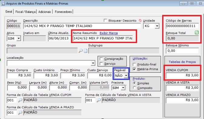 informação complementar a ser