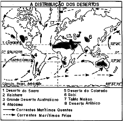 I. aos centros de alta pressão atmosférica em torno dos paralelos de 30º dos dois hemisférios. II.