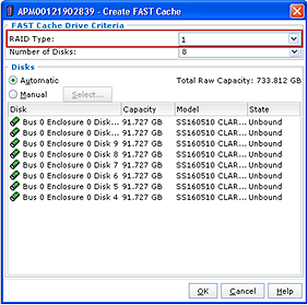 Figura 8. Caixa de diálogo Storage System Properties 2. Para criar o FAST Cache: a. Clique em Create para abrir a caixa de diálogo Create FAST Cache, conforme mostrado em Figura 9.