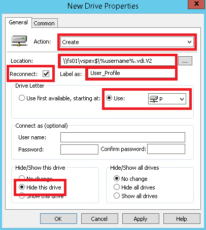 Figura 21. Criação de um mapeamento de drive de rede Windows para dados de perfis de usuários 8. Clique em OK. 9. Feche o Group Policy Management Editor.