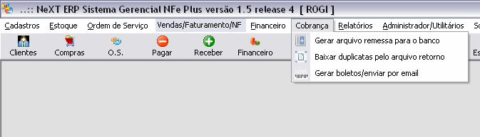 Módulo Cobrança É utilizado para importação e exportação de dados do módulo financeiro, bem como geração de boletos para os clientes e envio por email dos mesmos.