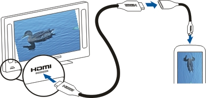 72 As suas fotografias e os seus vídeos 1 Utilize um cabo de dados USB compatível para ligar o seu dispositivo a uma impressora no modo Transf. multim.. 2 Escolha a fotografia a imprimir.