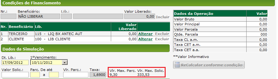 Quando todo cadastro estiver correto, os dois campos serão atualizados automaticamente conforme a margem do cliente.