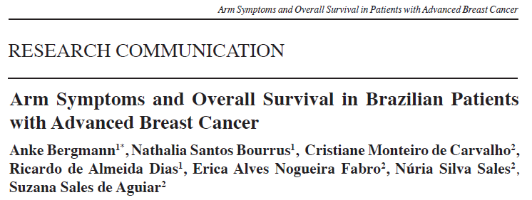 Prevalência de sintomas no braço ao diagnóstico do câncer de mama Cum Survival Cum Survival Cum Survival Overall Survival - Shoulder Restriction 1,2 1,0,8,6,4,2 0,0 Shoulder Restriction No