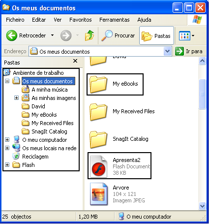 Gestão de ficheiros Explorador do Windows Estrutura hierárquica de pastas e