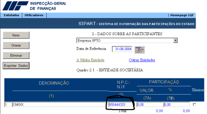 4. Inserir as Participações 4.1.