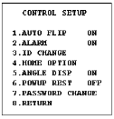 Control Setup: 1. AUTO FLIP: Selecione ON/OFF para ativação do Auto-Flip.