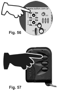 2º- Pressione um dos botões do controle remoto (ver figura 57) para que seja transmitido seu código e este botão acionará a central.