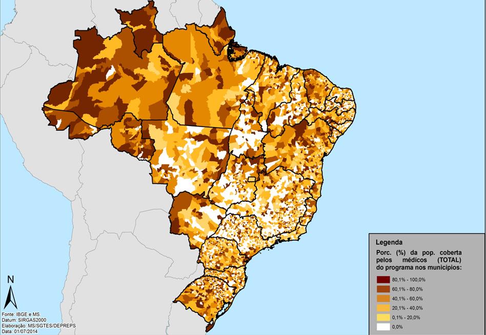 Mais de 75% dos médicos estão em municípios de alta vulnerabilidade social 3.