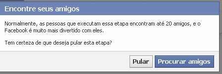 3.1 ETAPA 1 : Encontre seus amigos Em seguida o facebook vai apresentar a seguinte tela a você: Nesta opção você pode selecionar o botão LOCALIZAR AMIGOS.