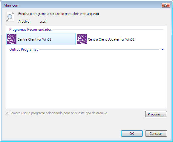 0- Definir o Centra como um programa padrão do Windows 5.