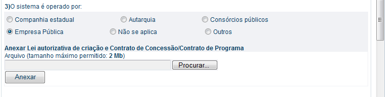 1 10/39 Assinalar qual o tipo de licença ambiental que o proponente possui. Assinalar se possuiu ou não sistema de esgotamento sanitário (ou sistema de abastecimento de água) institucionalizado.