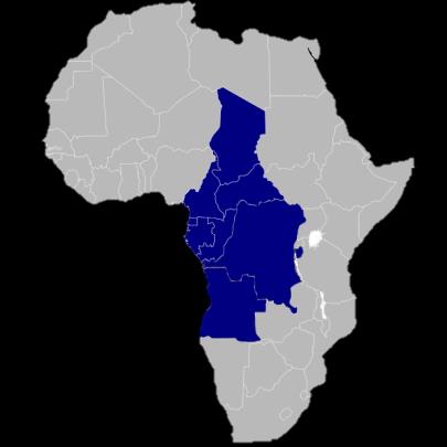 república Centro Africana, Chade, Congo, República Democrática do Congo, Guiné Equatorial, Gabão e São Tomé e Príncipe Benim, Burkina