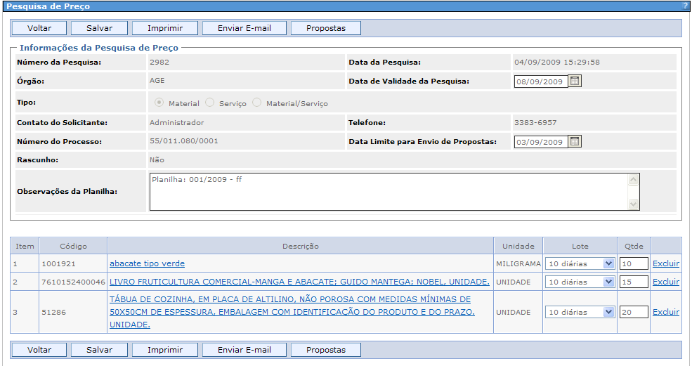 Ao abrir a página da pesquisa escolhida, clique no campo Data Limite para envio de Propostas e altere a data. 5.