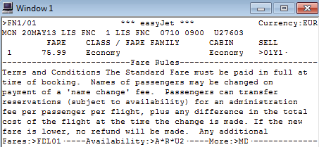 Pode consultar as tarifas, utilizando o Tab: Usar Tab vende o segmento Usar Tab consulta a nota da tarifa (Fare Note) Usar Tab volta ao Availability original Pode