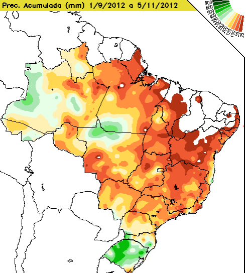 Considerações sobre o clima Precipitação acumulada no Brasil - em