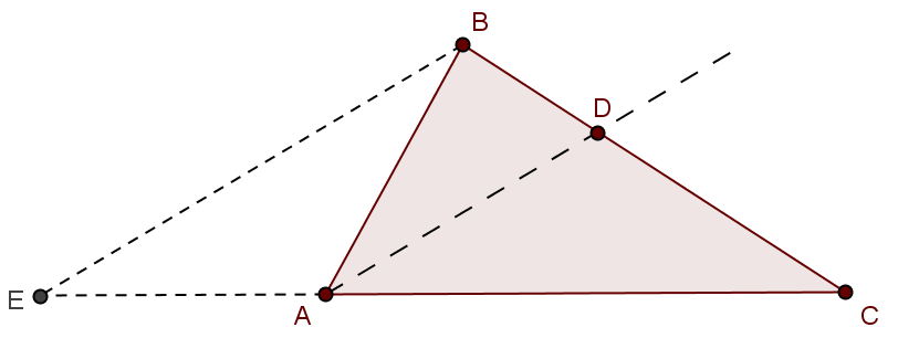 6.1 Exemplo *(4.7) Na figura está representado um triângulo e o ponto, interseção da bissetriz do ângulo com o lado.