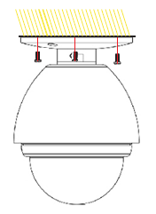 Conecte corretamente o cabo da Speed Dome, então fixe o corpo da Speed Dome no suporte de parede como mostrado na figura abaixo: 2.